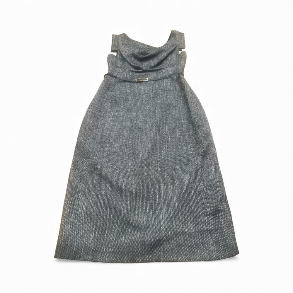 Black‎ Halo Jackie O Tweed Dress Size 10 Made in LA Classic Sheath Belted
